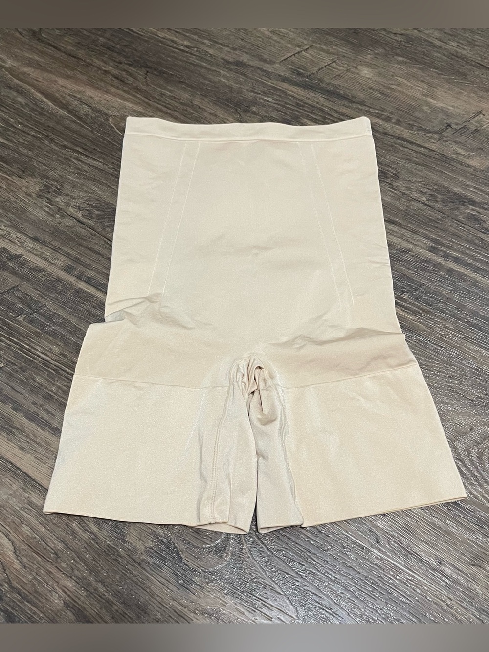Spanx High Waisted Pull On Shaping Shorts Beige Stretch Compression Womens XL